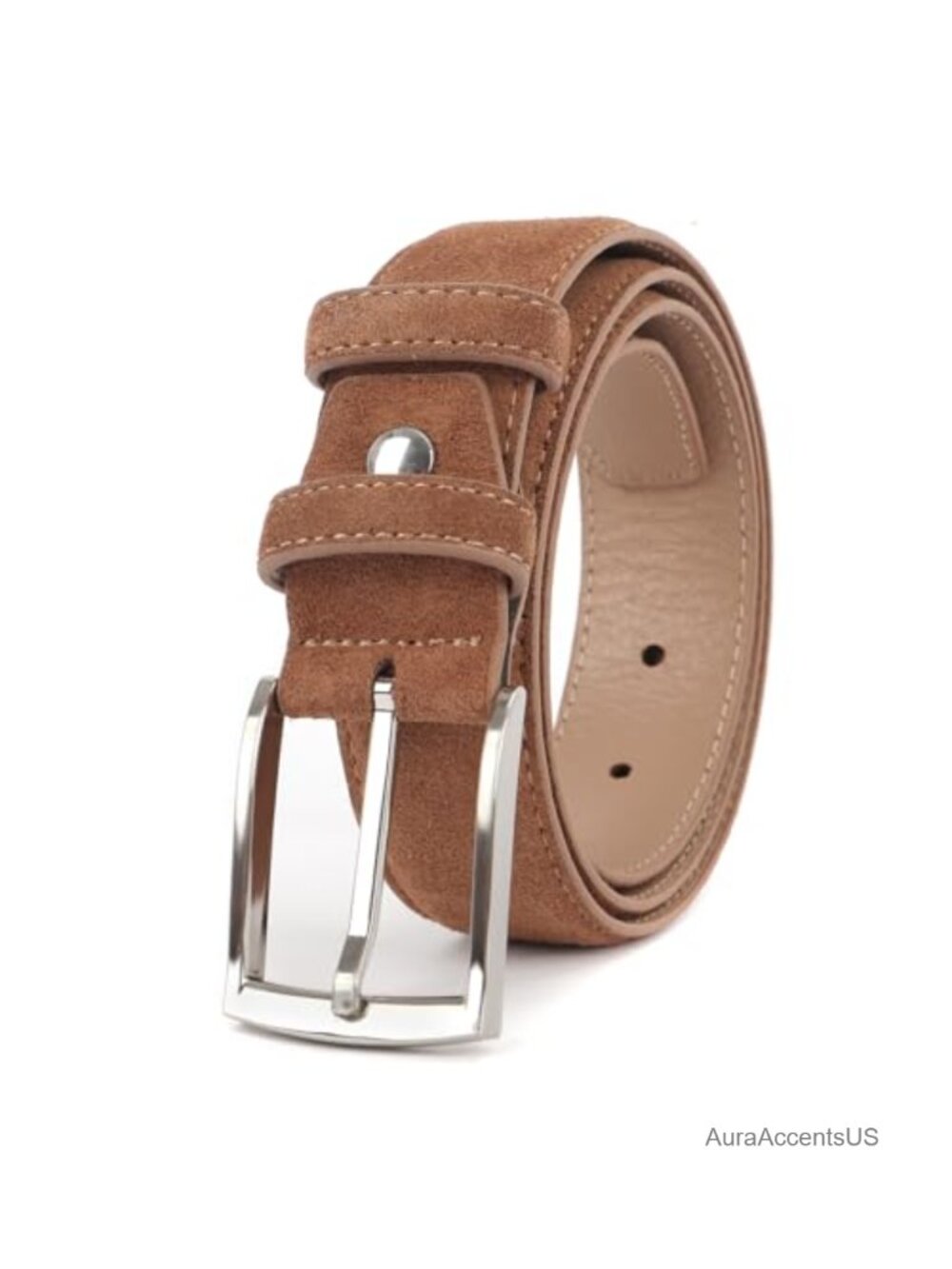 Men's Suede Leather Dress Casual Golf Belt 1 3/8" Wide Handmade